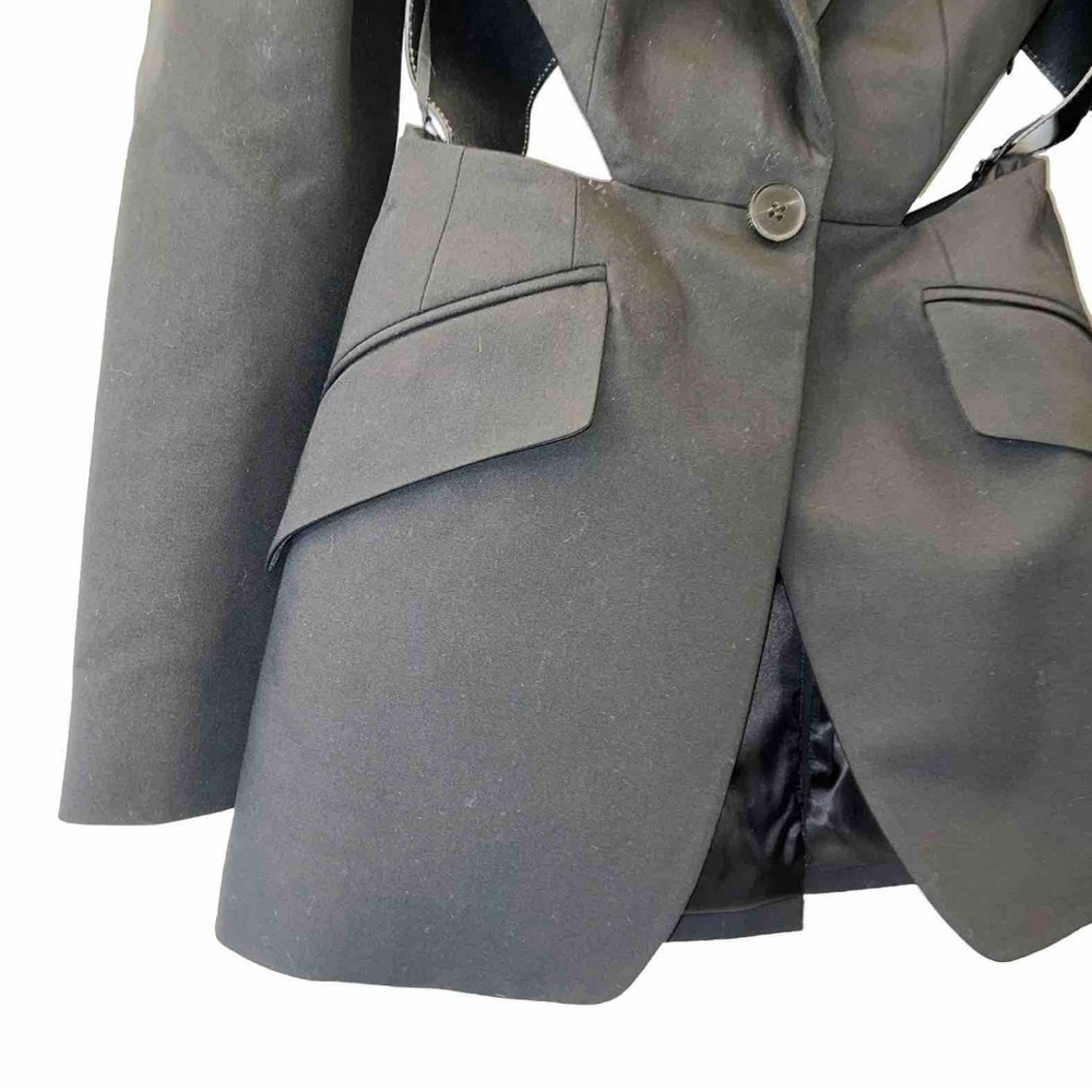 Alexander McQueen Black Blazer Leather Harness Cutout 2 Formal NWOT 🟡 - Picture 8 of 14